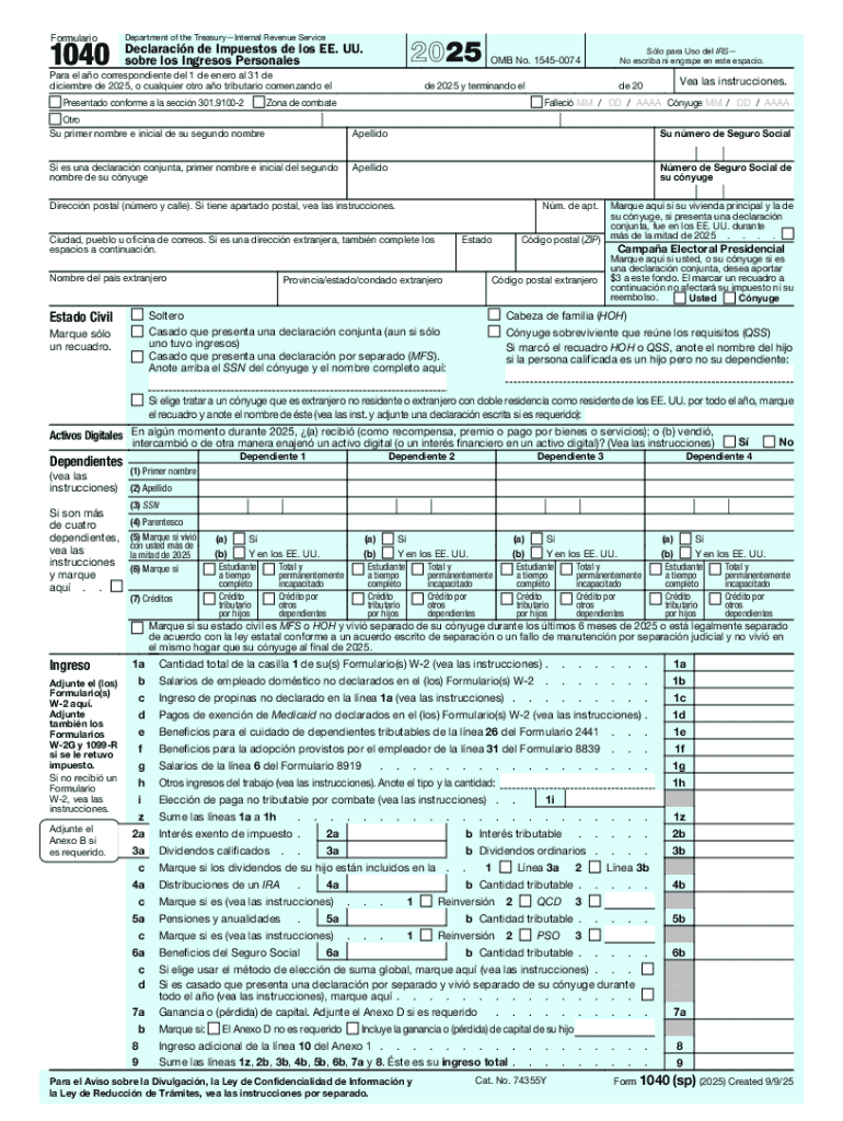  Form 1040 Sp 2025-2026