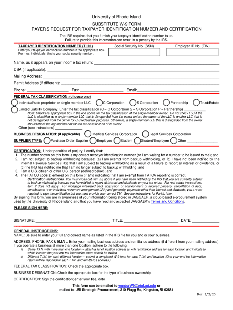 PAYER'S REQUEST for TAXPAYER IDENTIFICATION NUMBER and CERTIFICATION  Form