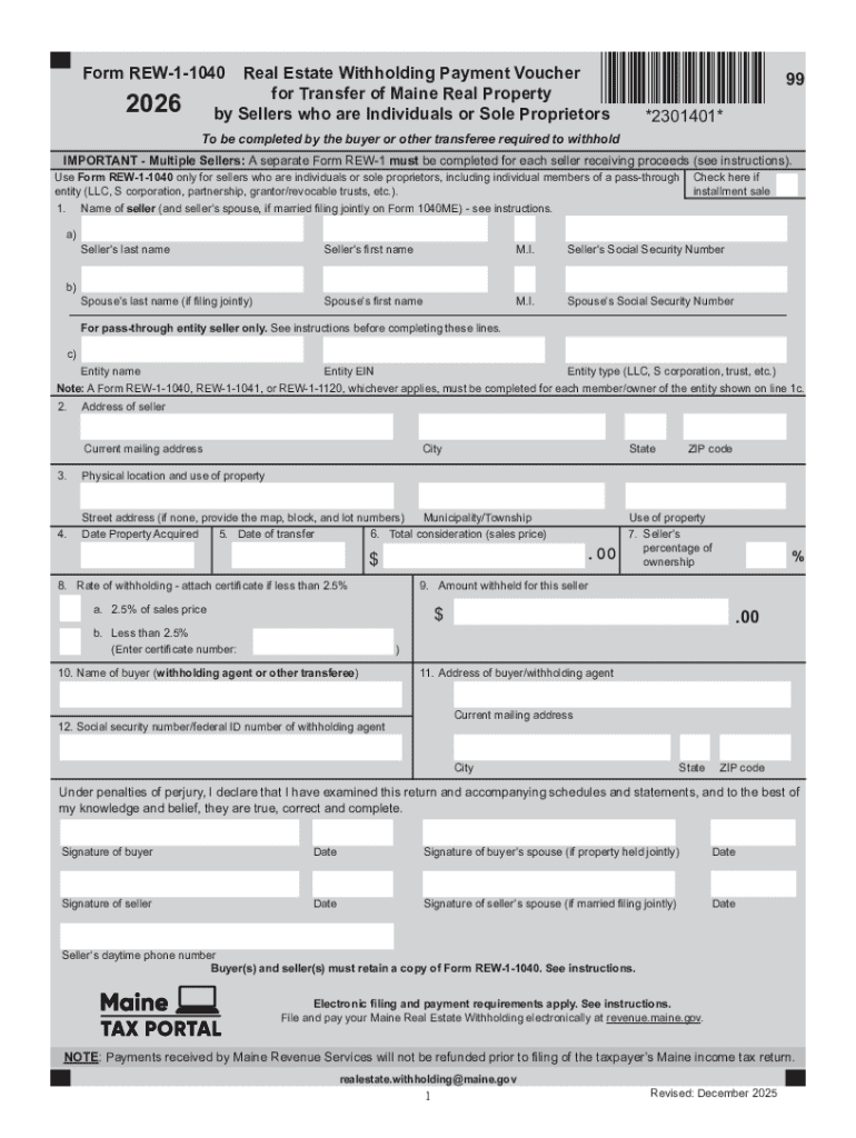 Maine Real Estate Withholding Payment Voucher  Form
