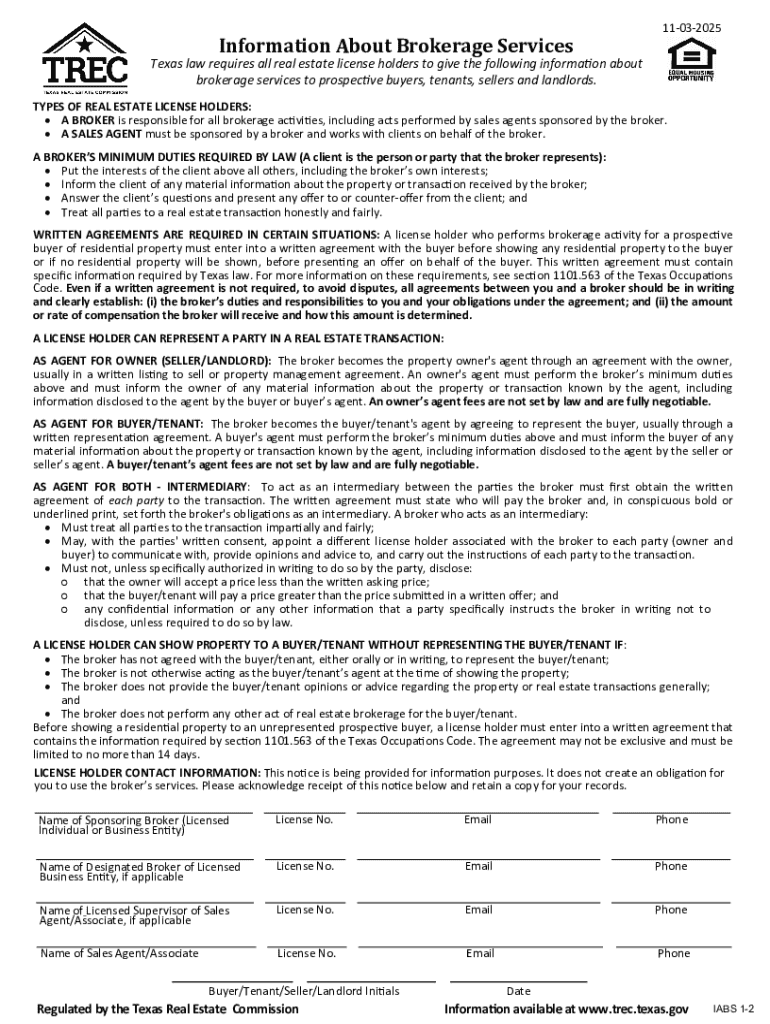 Law of Agency Ch 2 Informaion About Brokerage Services