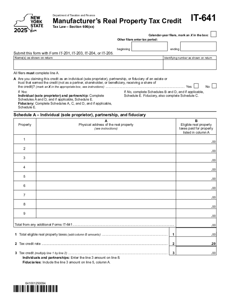 Instructions for Form it 641 Manufacturer&amp;#039;s Real Property Tax
