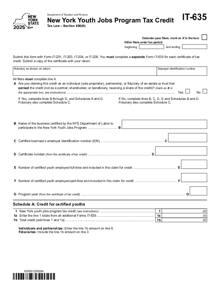 Instructions for Form it 635 New York Youth Tax NY Gov
