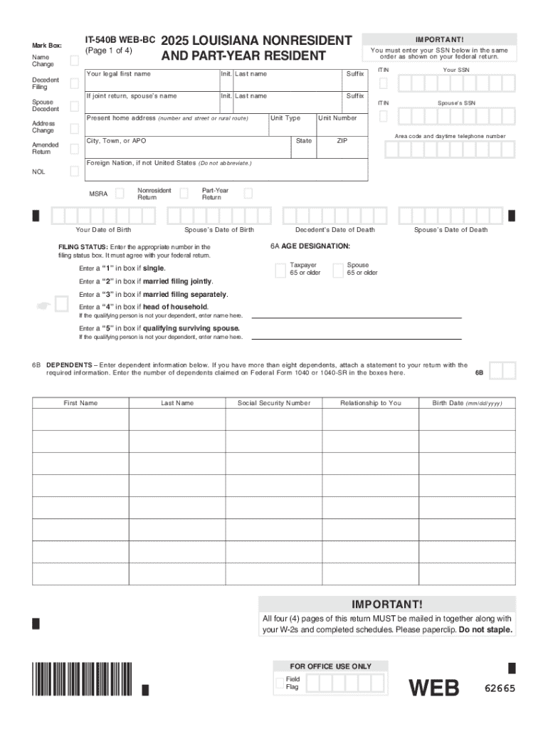 Louisiana Nonresident Part Year Resident Tax Form
