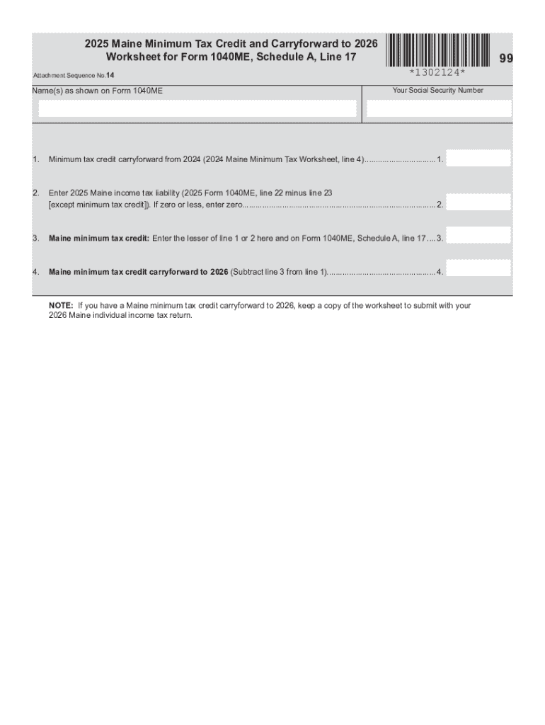 Maine Minimum Tax Credit and Carryforward to  Form