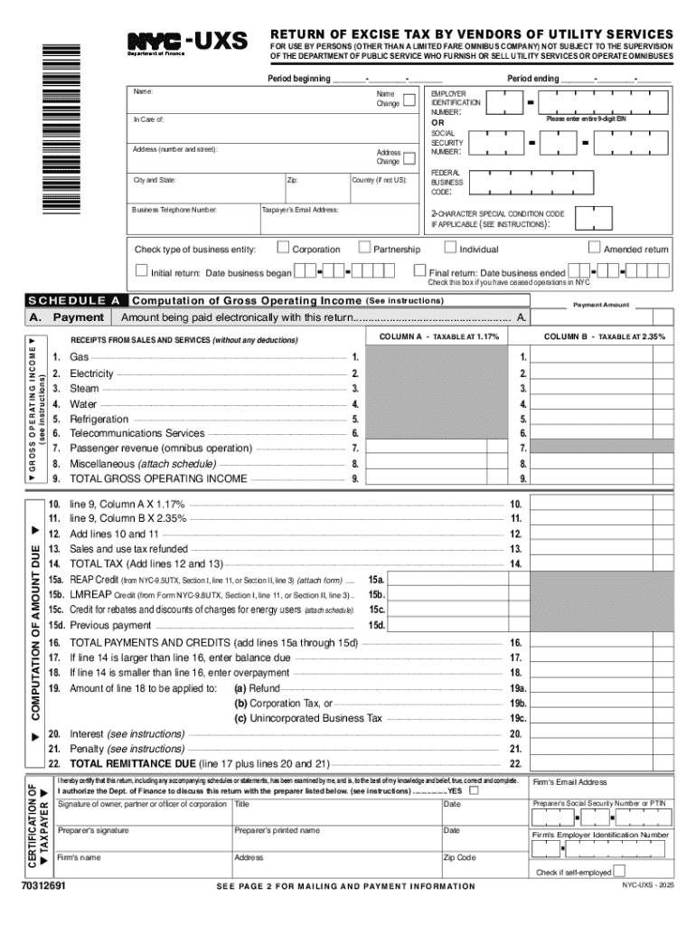 New York City Utility Tax Form NYC UXS