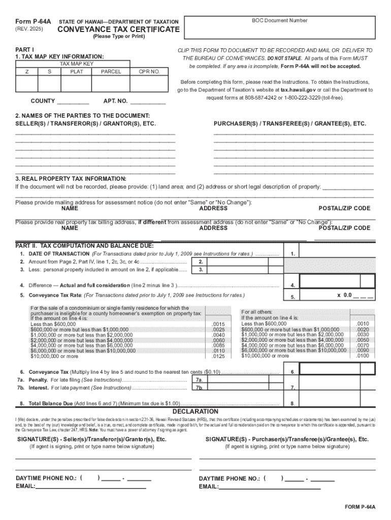 Hawaii Conveyance Tax Certificate  Form