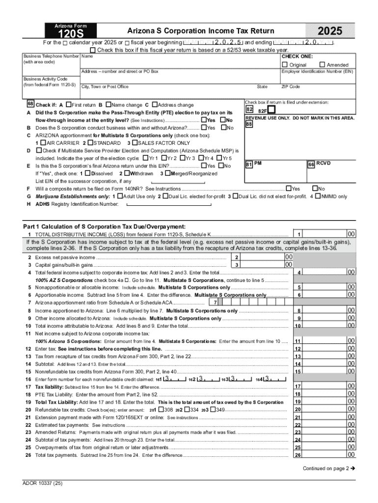 Arizona Form 120S FTP Directory Listing