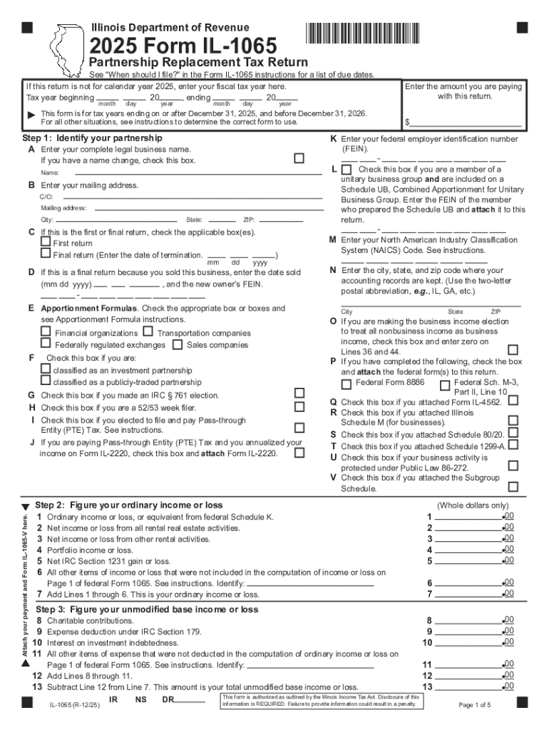 IL 1065 VIllinois Department of Revenue  Form