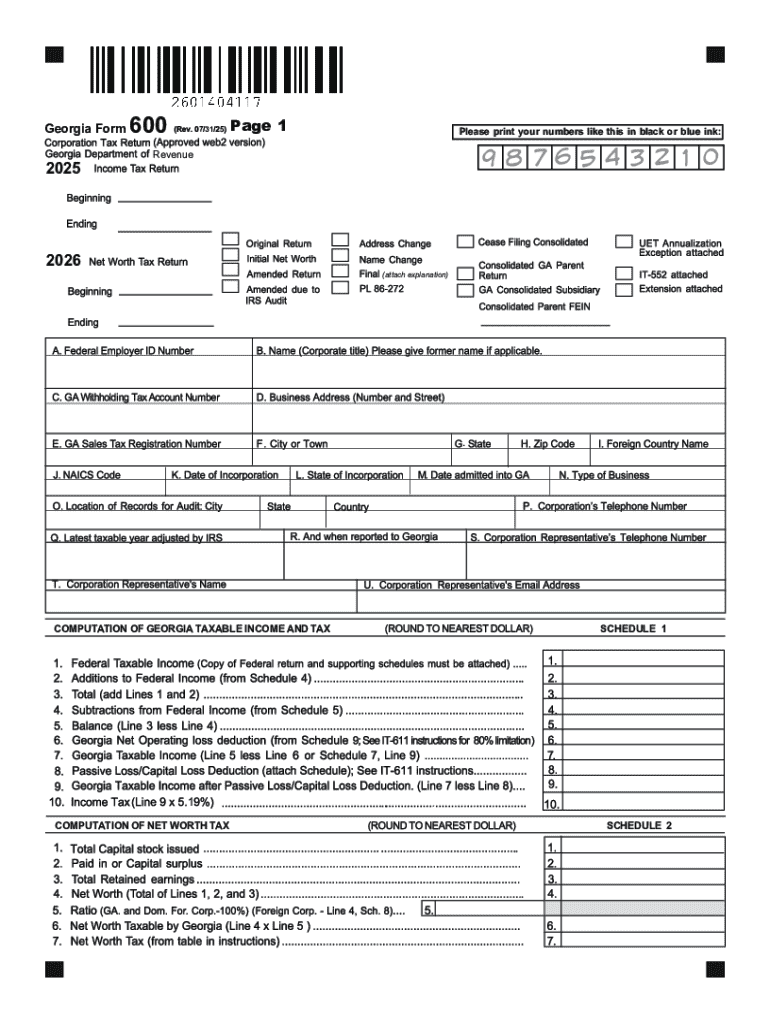 COMPUTATION of GEORGIA TAXABLE INCOME and TAX  Form