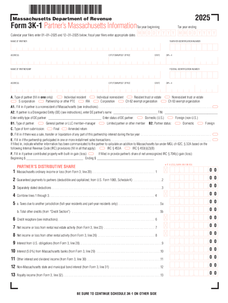 Massachusetts Department of Revenue Form 3k 1