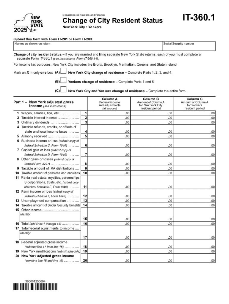 Enhanced Form it 360 1, Change of City Resident Status