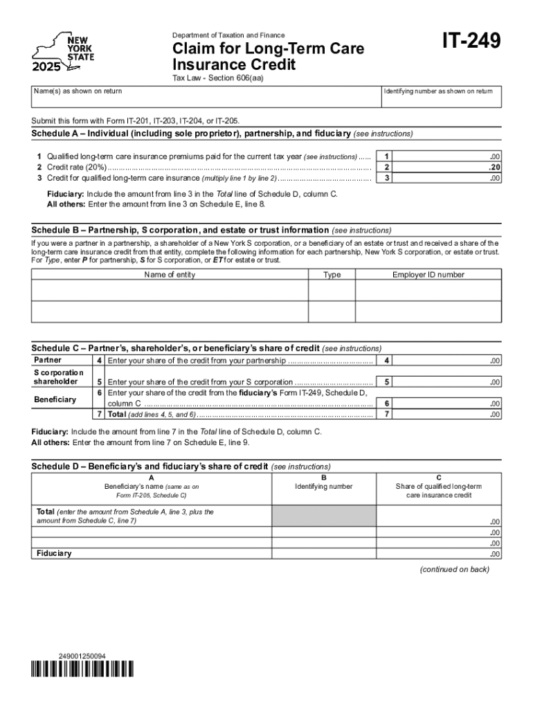 Form it 249 Claim for Long Term Care Insurance Credit