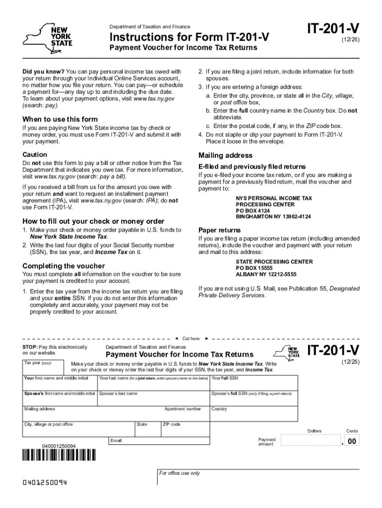 New York State Income Tax Payment Voucher  Form