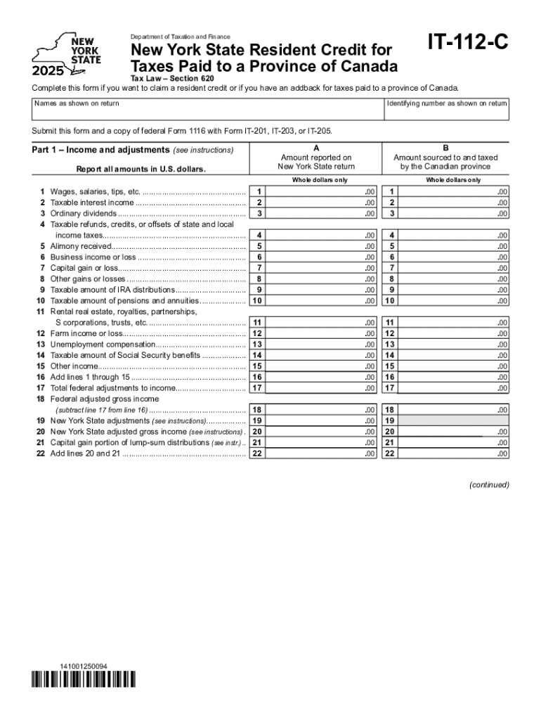 NY State Tax Not Applicable for Canadian Tax Credit?  Form