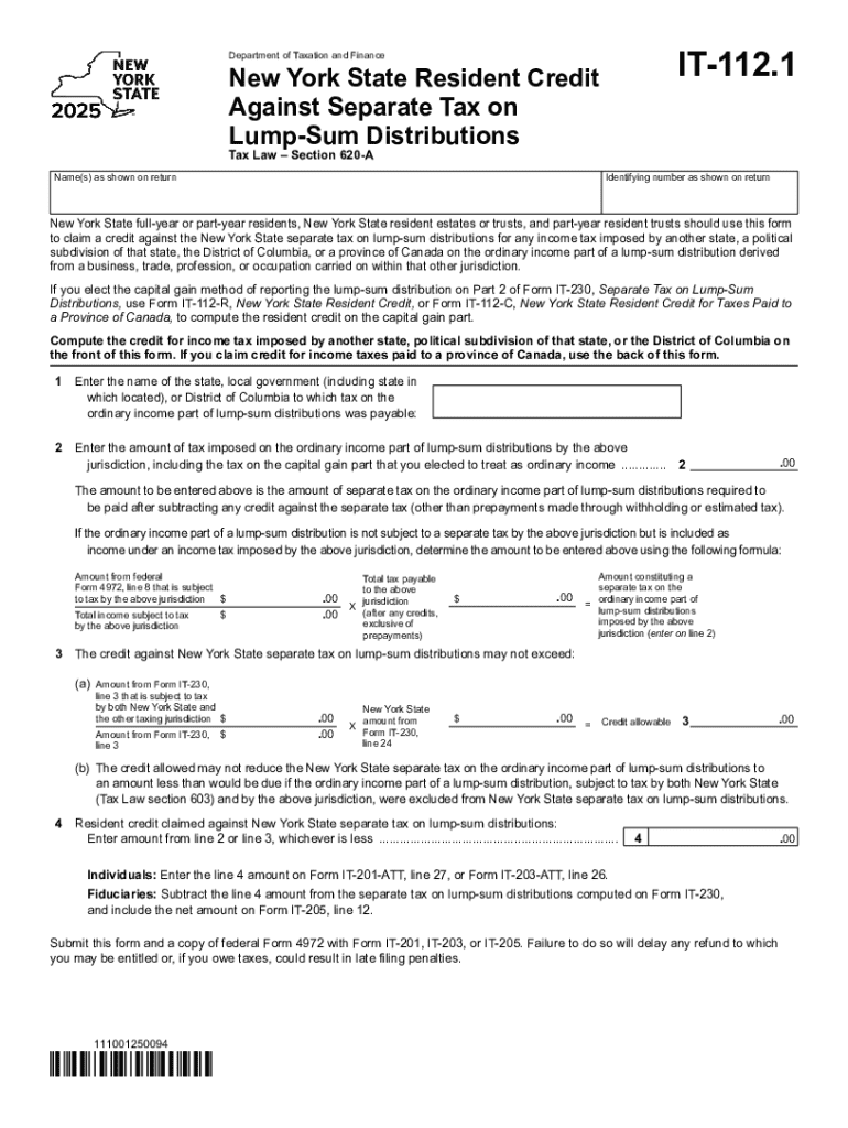 Form it 112 1 New York State Resident Credit Against