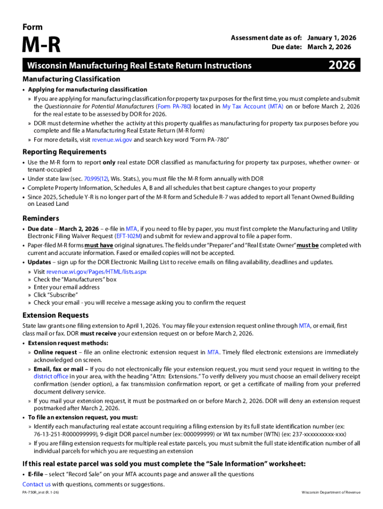 Wisconsin Manufacturing Real Estate Return  Form