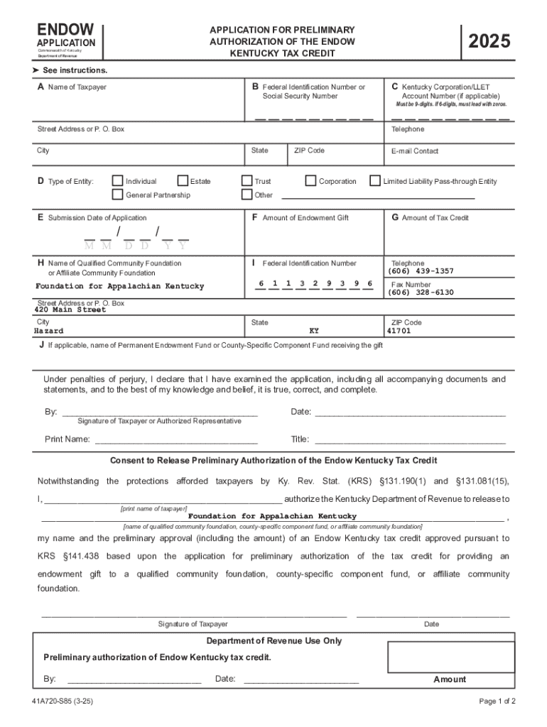 Endow Kentucky  Form