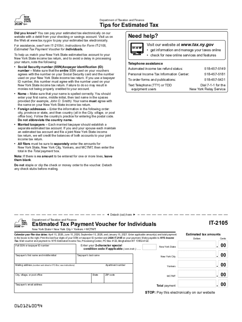 Form it 2105 Estimated Income Tax Payment Voucher Tax Year