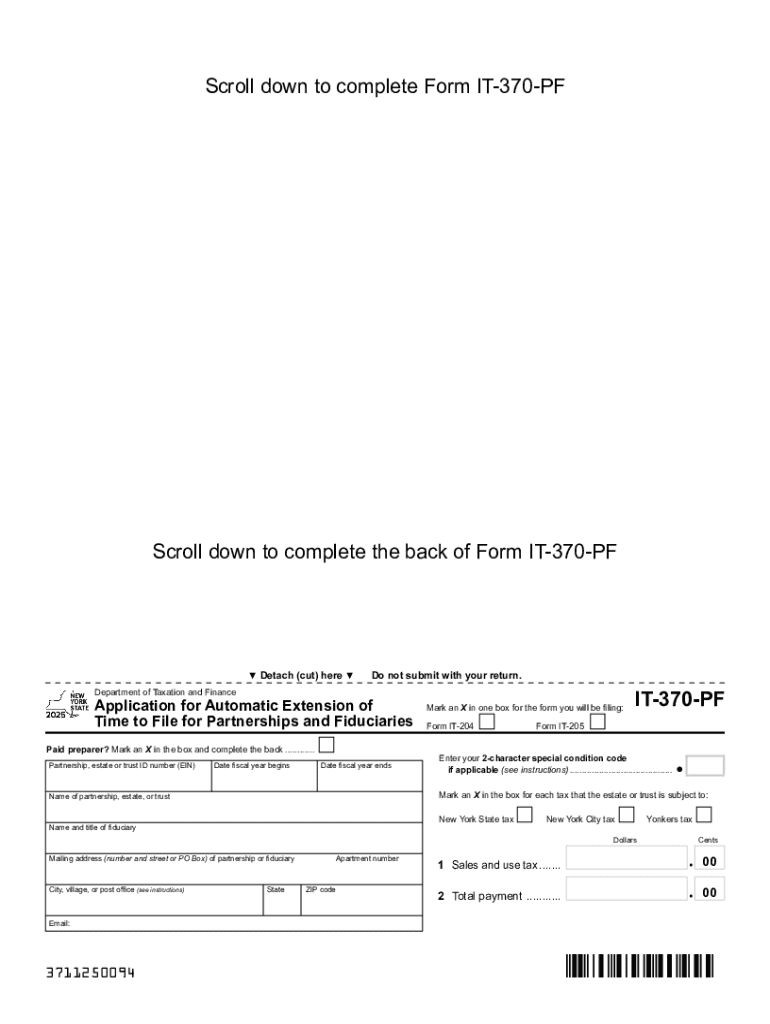 Form it 370 PF Application for Automatic Extension of Time to File for Partnerships and Fiduciaries Tax Year