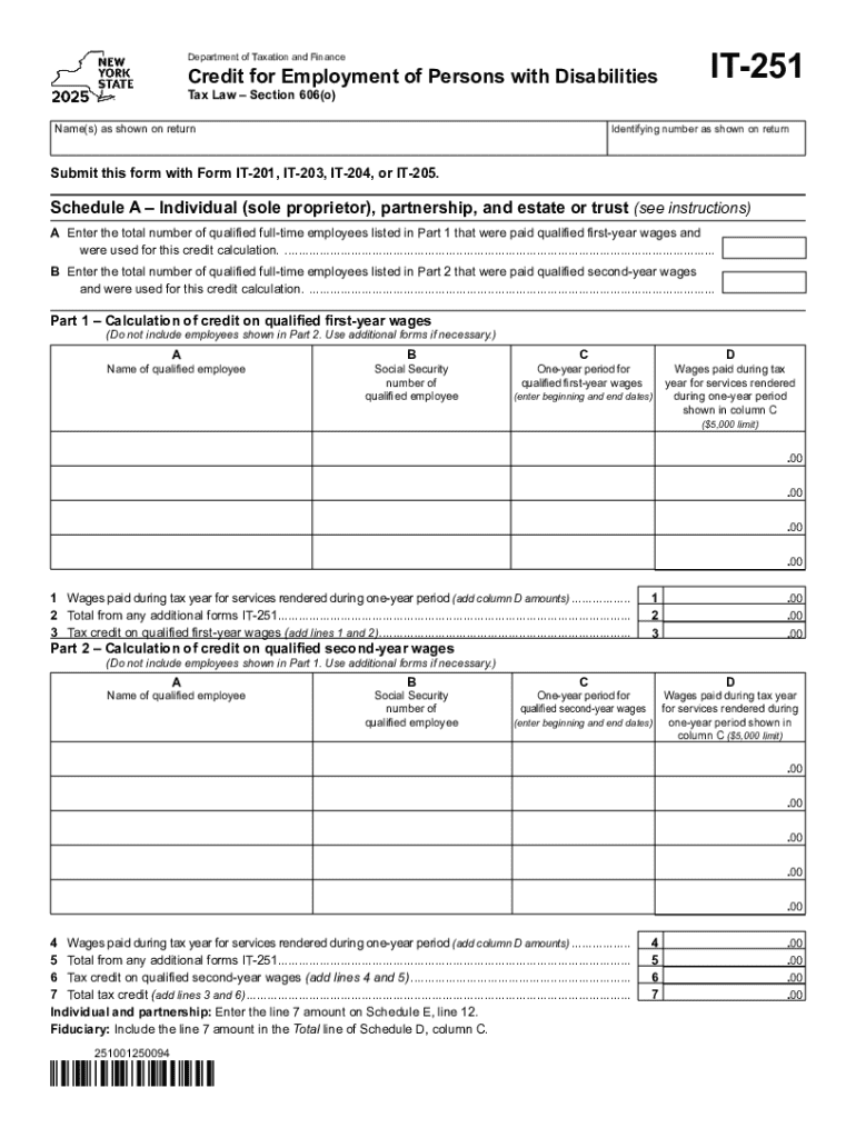Claim for Credit for Employment of Persons with Disabilities  Form