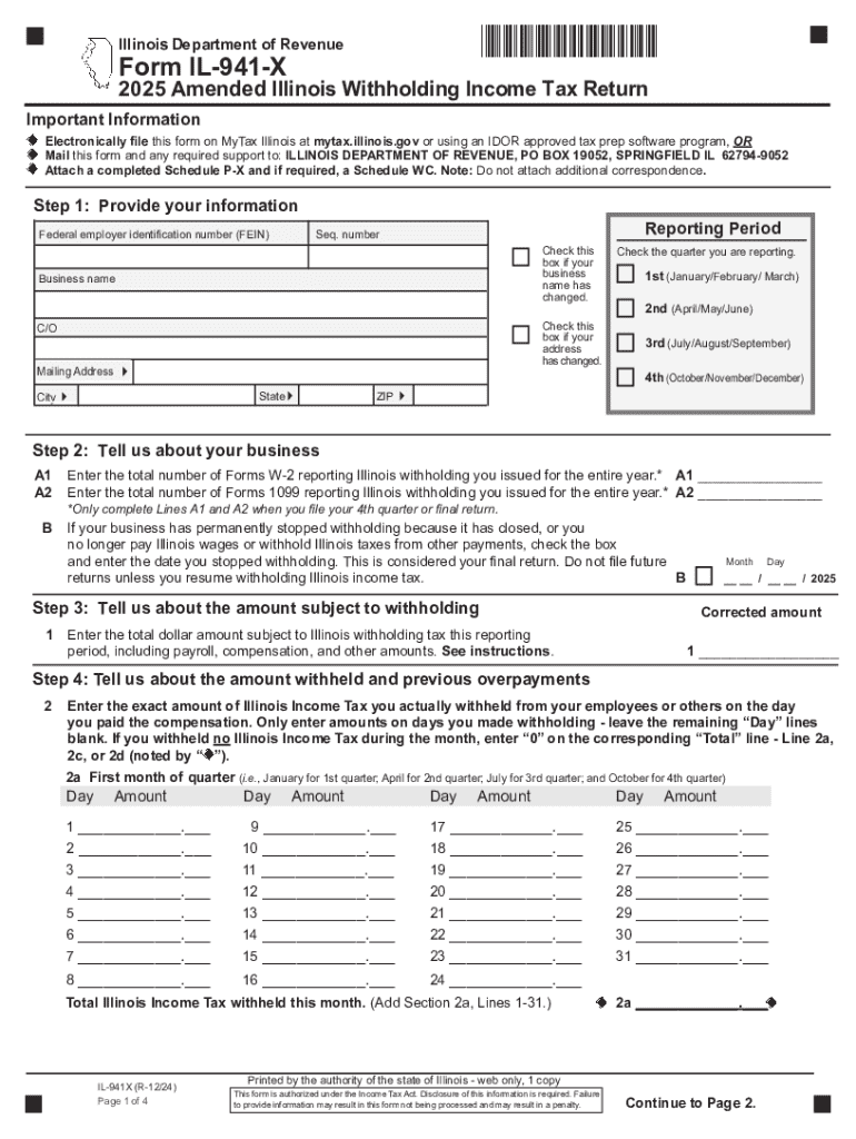 Illinois Amended Withholding Income Tax Return  Form