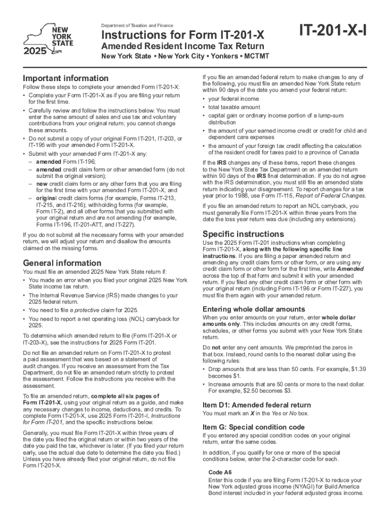  New York Amended Resident Income Tax Return 2025-2026