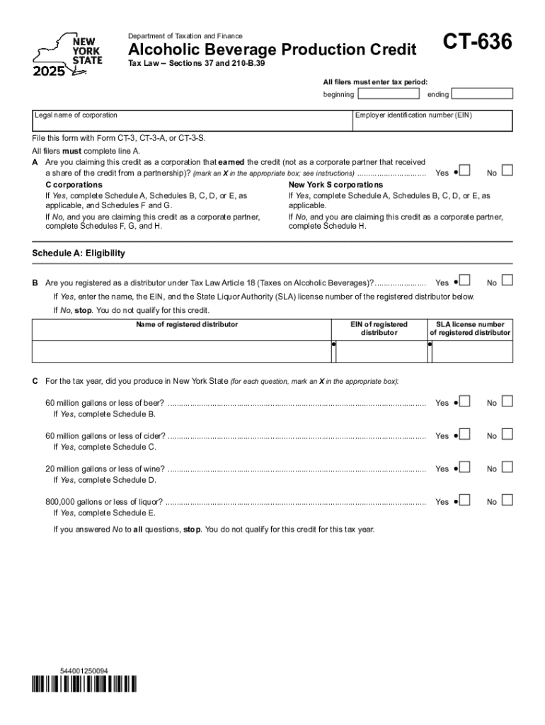  Form CT 636 Alcoholic Beverage Production Credit Tax 2025-2026