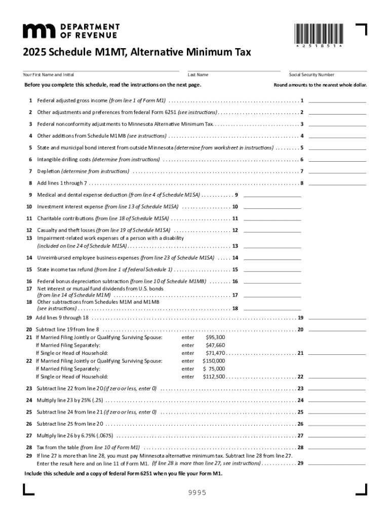  M1MT, Alternative Minimum Tax 2025-2026
