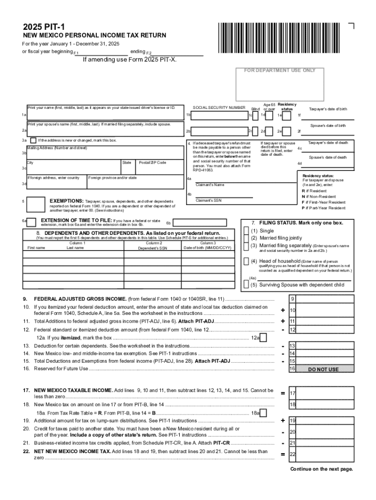  New Mexico Personal Income Tax Return 2025-2026