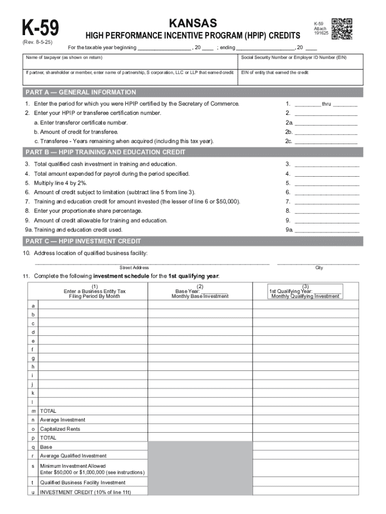 Kansas HPIP Tax Credit Form