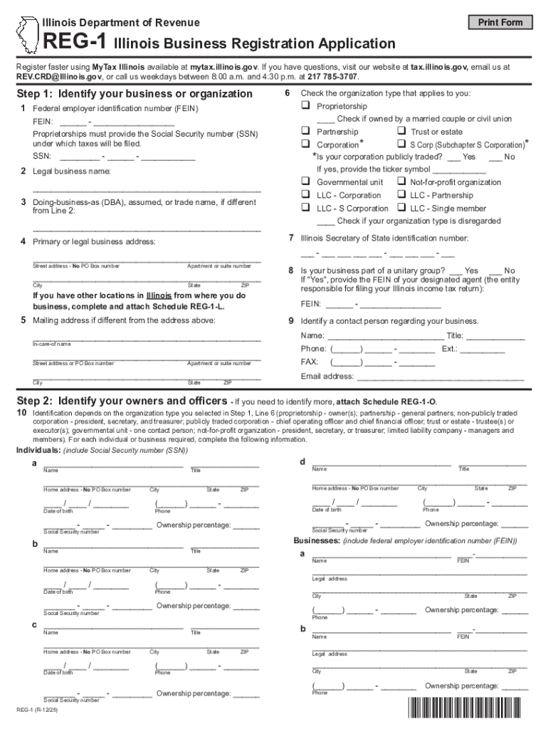 Illinois Business Registration Application  Form