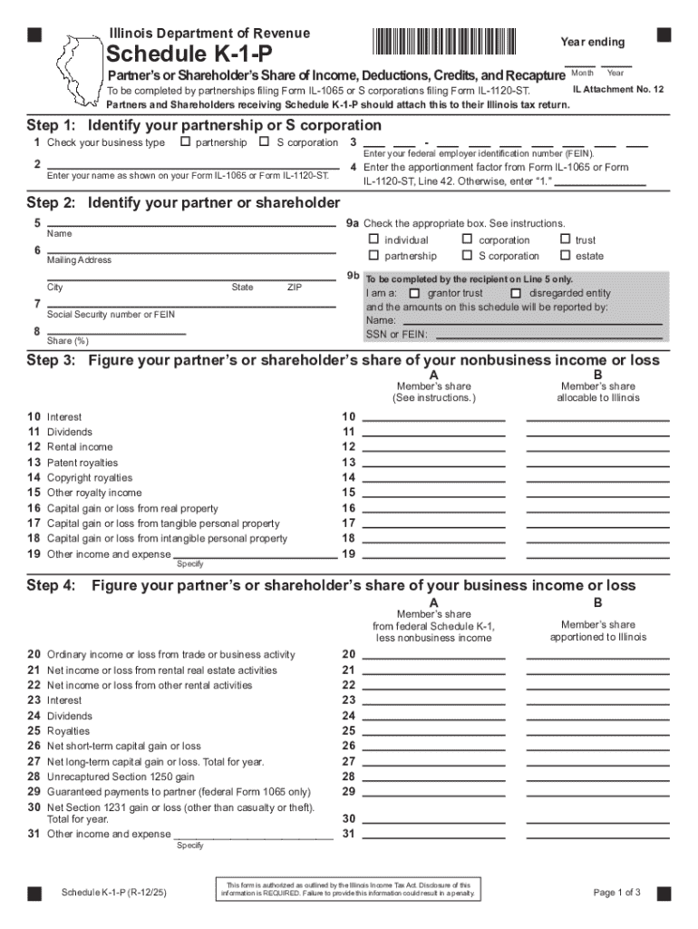 Illinois Schedule K 1 P Form