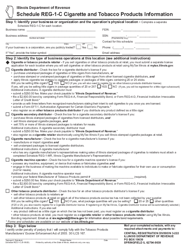 Illinois Cigarette and Tobacco Products Information Form