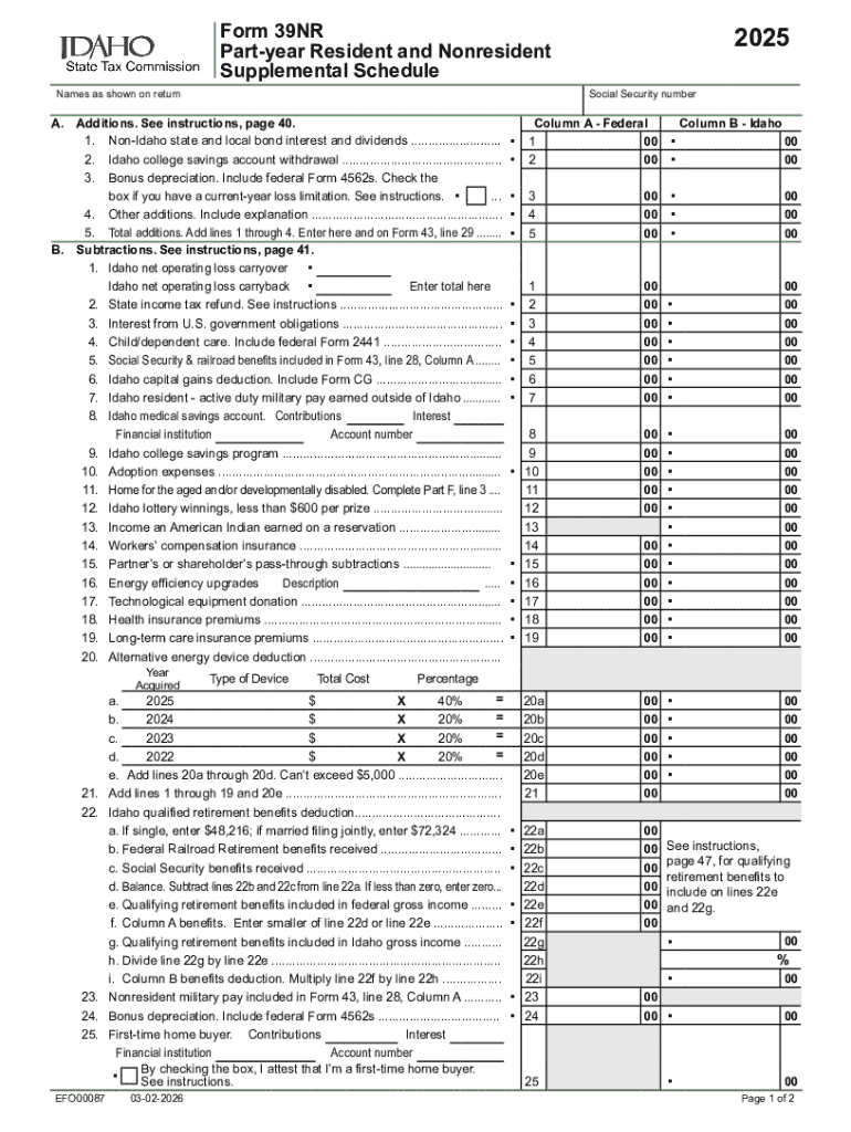 Idaho Form 39NR