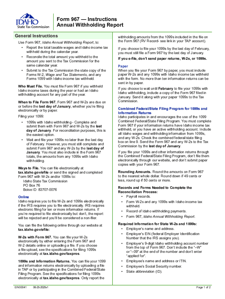 Idaho Annual Withholding Report Form 967