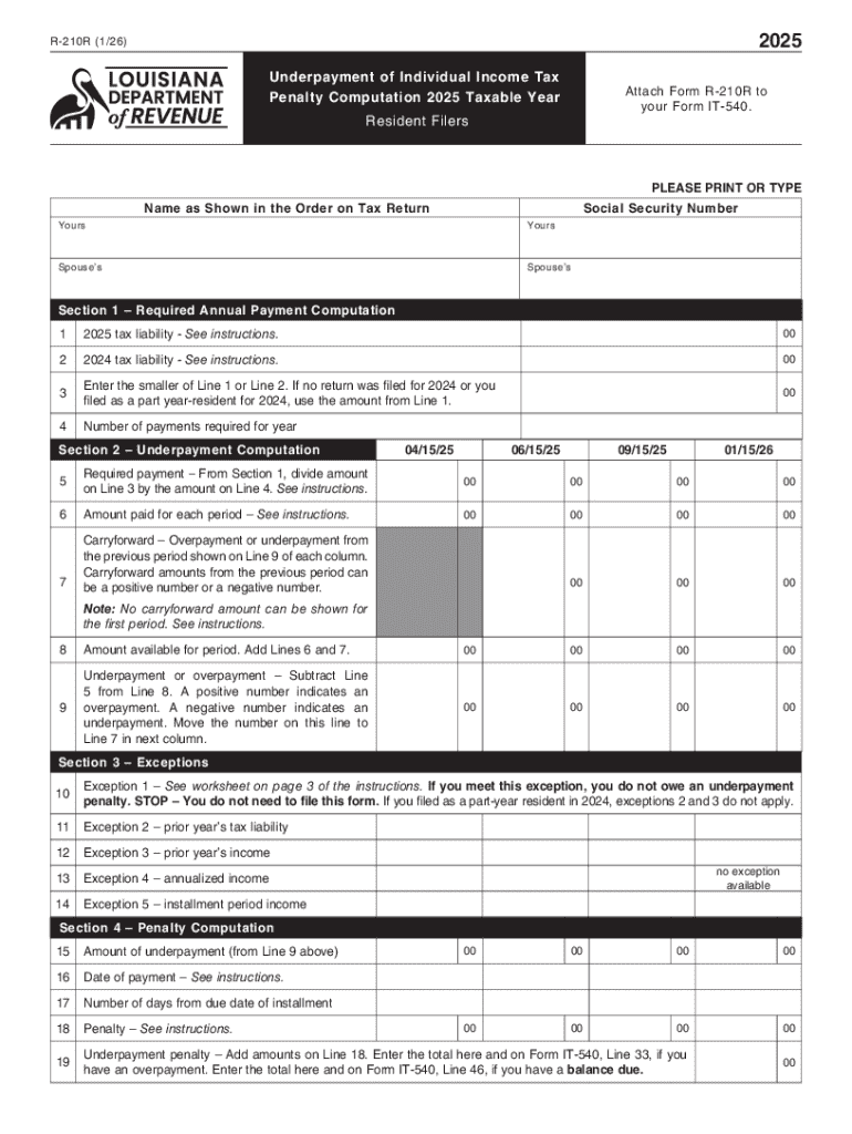 2025R210R 126Underpayment of Individual Income  Form
