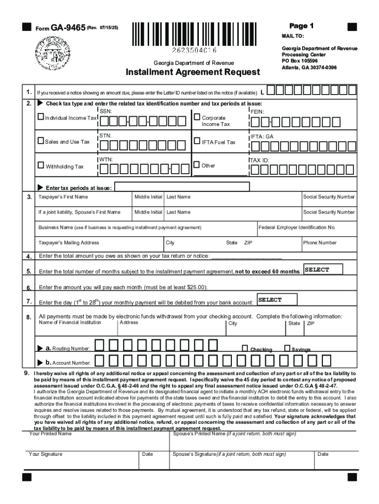 TSDInstallmentPaymentAgreementRequestGA9465  Form