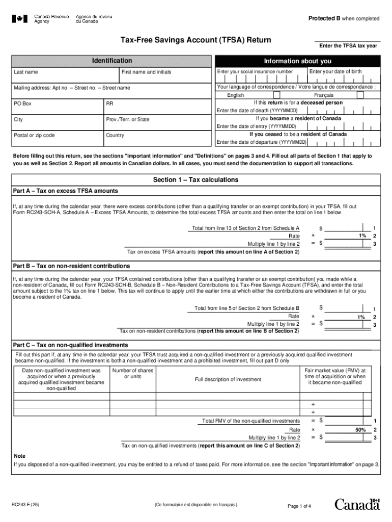 Canada TFSA Return Form