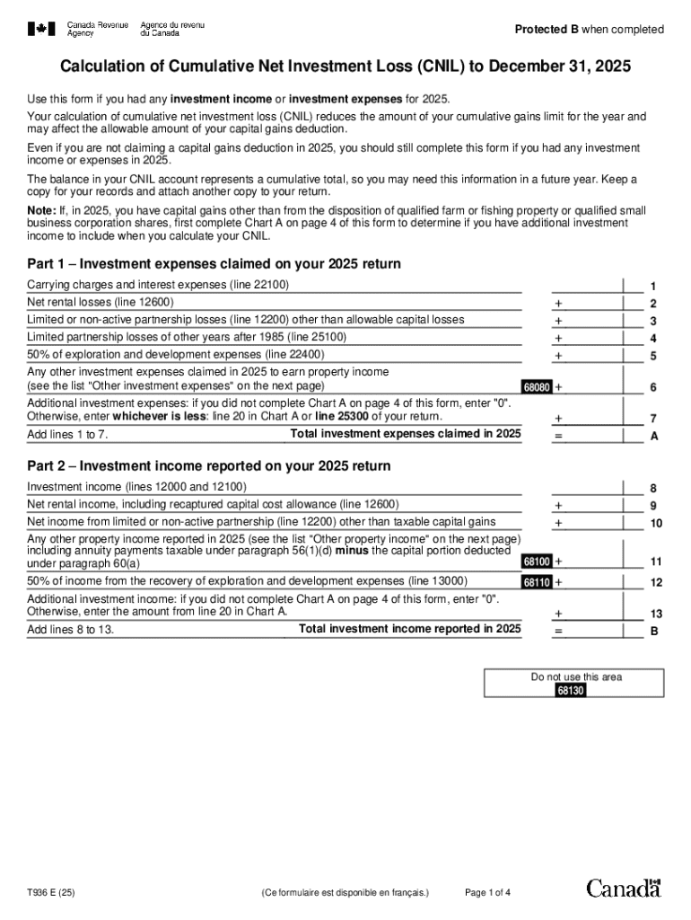 Canada Cumulative Net Investment Loss Form T936