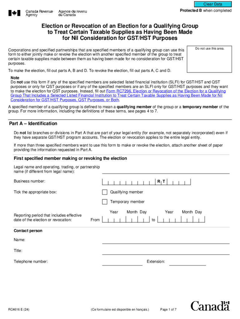 GSTHST Nil Consideration Election Form