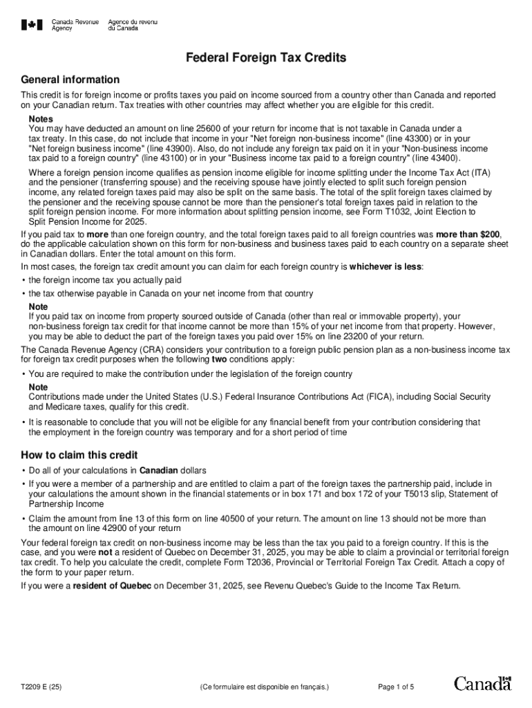 Canadian Federal Foreign Tax Credit Form
