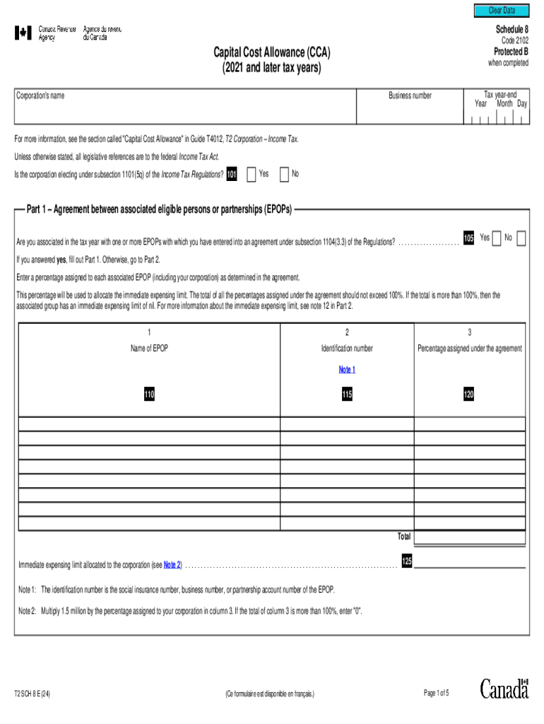 Schedule 8 Capital Cost Allowance Form