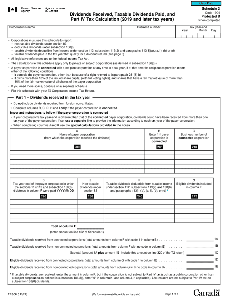 Schedule 3 Tax Calculation Form