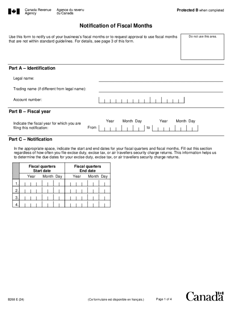 Canada Fiscal Months Notification Form