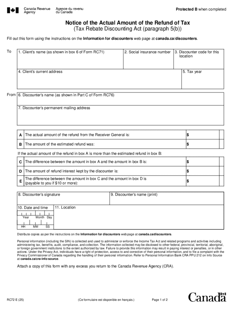 Canada Tax Rebate Discounting Notice  Form