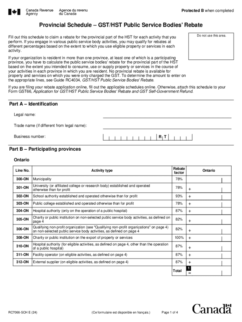 GSTHST Public Service Bodies' Rebate Schedule  Form