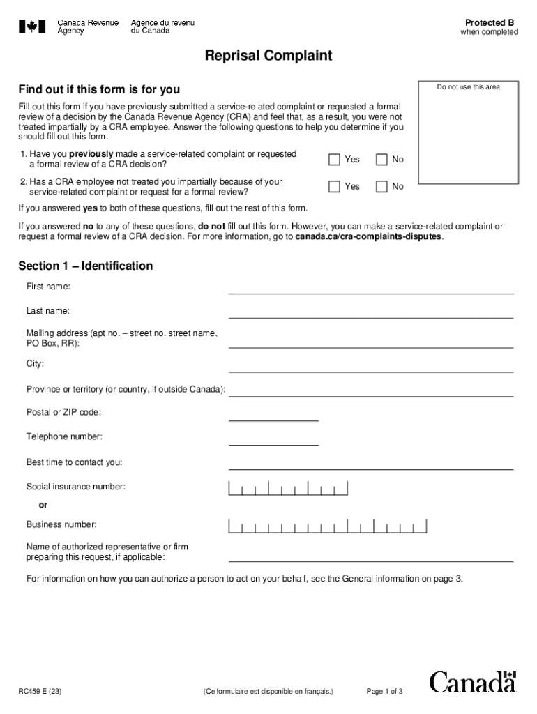 Canada Reprisal Complaint Form
