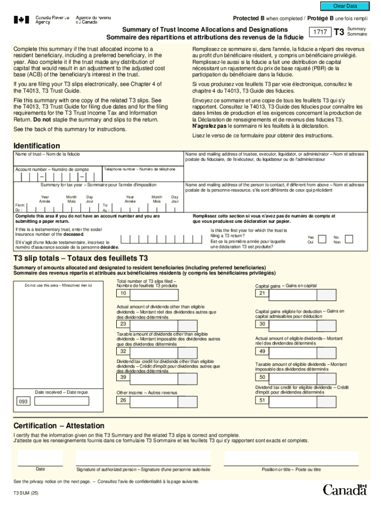 T3 Summary Trust Income Allocations Form