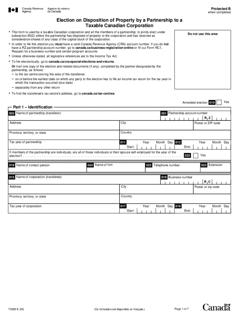 Canadian Partnership Property Disposition Election Form