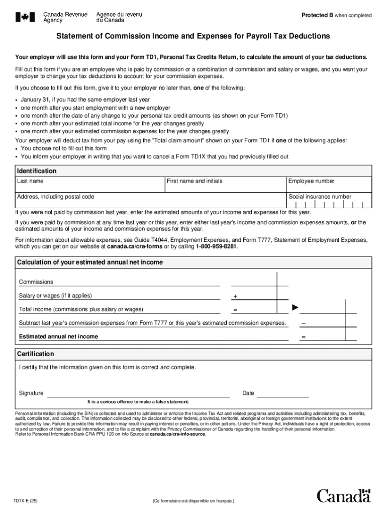 Canada Commission Income and Expenses Form